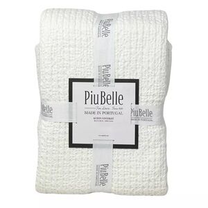 PiuBelle Portugal QUEEN Cotton White Textured Luxury Coverlet Bedspread NEW